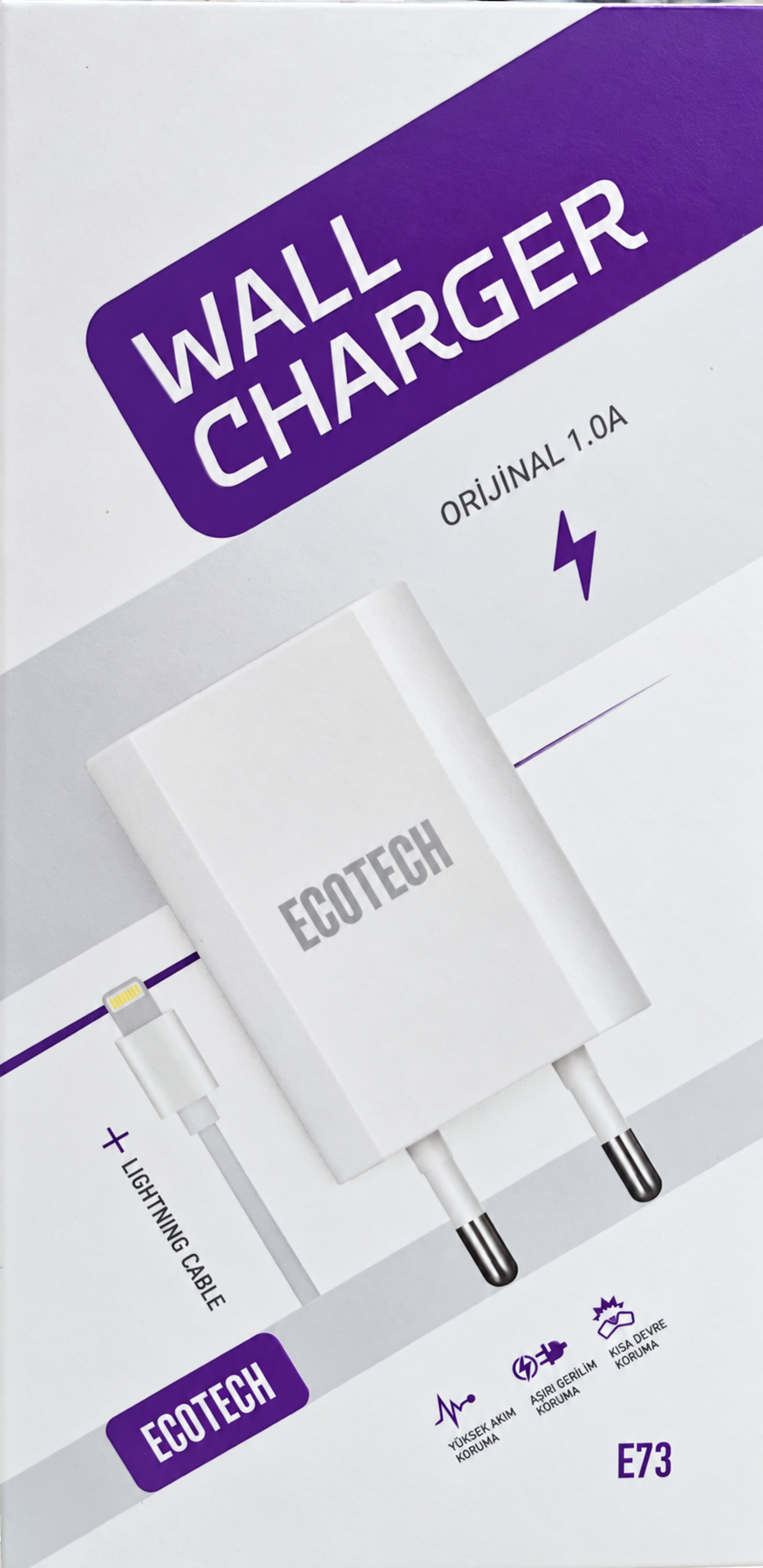 Ecotech E73 1.0A Lightning şarj seti ürün fotoğrafı