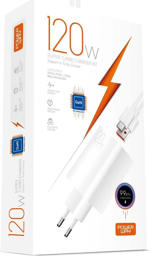 Powerway 120W Super Turbo şarj seti ürün fotoğrafı