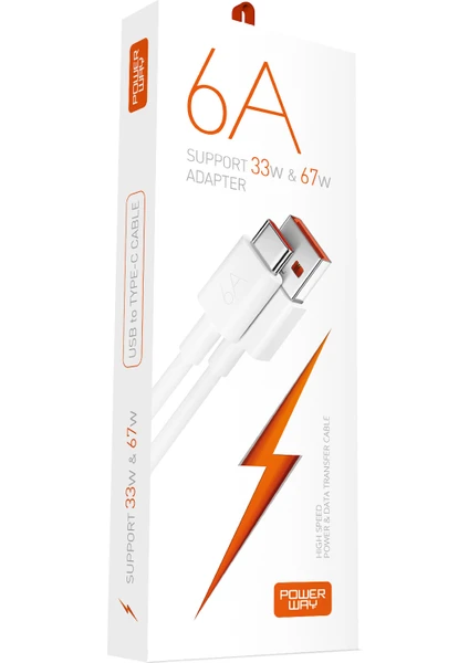 Powerway 6A Type-C hızlı şarj kablosu