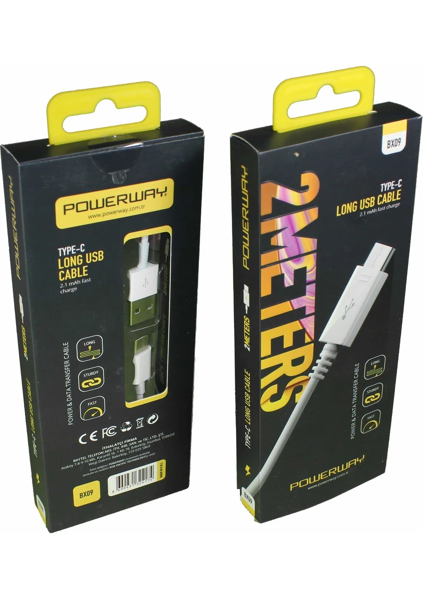 Powerway BX09 2 metre Type-C kablo ürün fotoğrafı