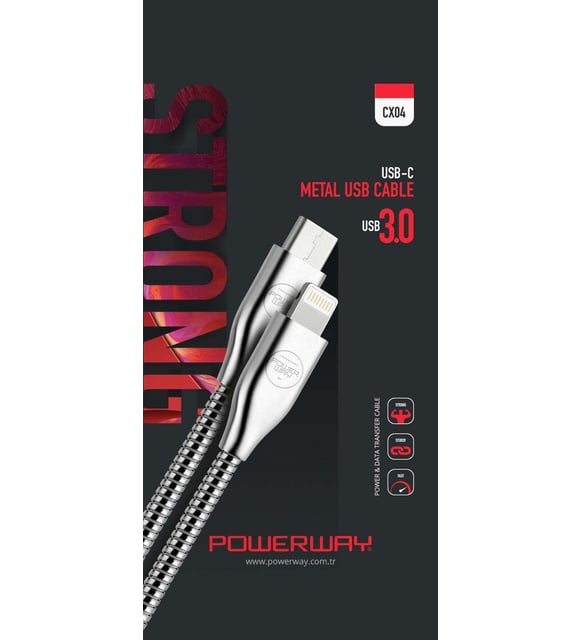 Powerway CX04 metal Type-C / Lightning kablo ürün fotoğrafı