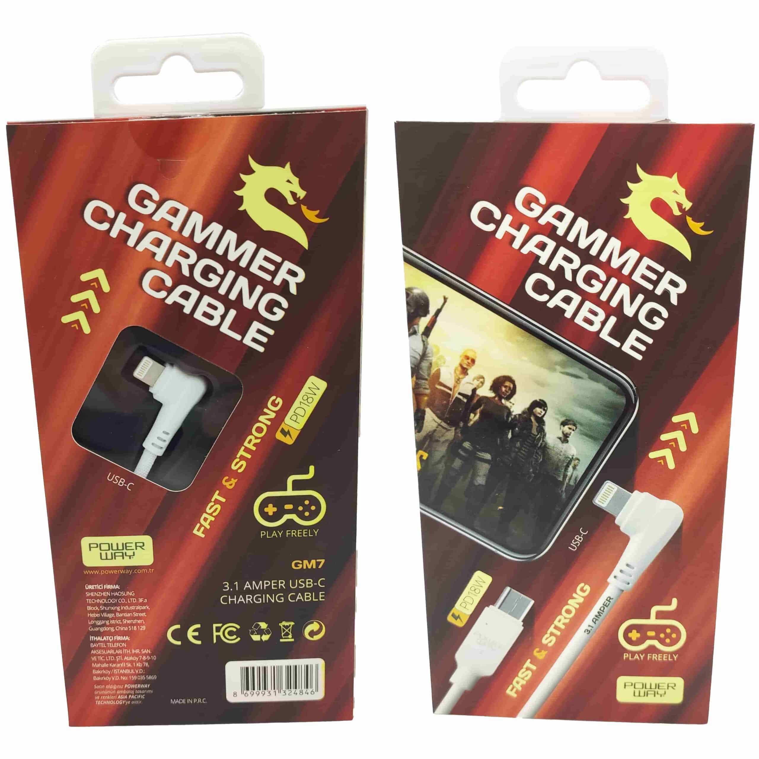 Powerway GM7 açılı şarj kablosu ürün fotoğrafı