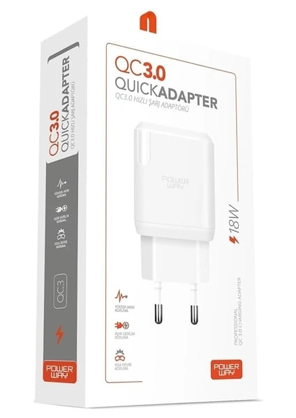 Powerway QC 3.0 18W şarj adaptörü ürün fotoğrafı